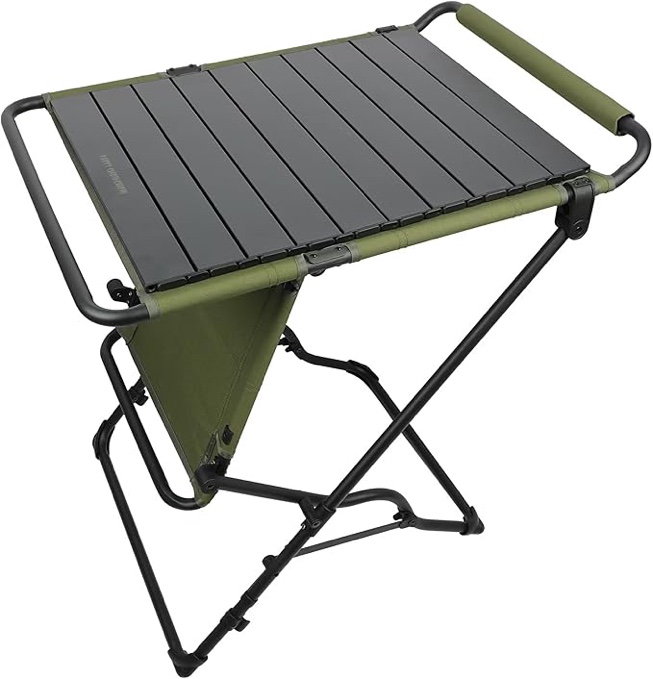Camping Table with Additional Roll Up Tabletop, Multifuctional Camping Table Easily Transfer to Chair