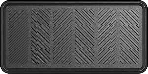 Ottomanson Indoor/Outdoor Boot Tray Non-Slip Rubber 16" x 32" Modern Entryway Mat for Entryway, Patio, Backyard, Garage, 16" x 32", Black