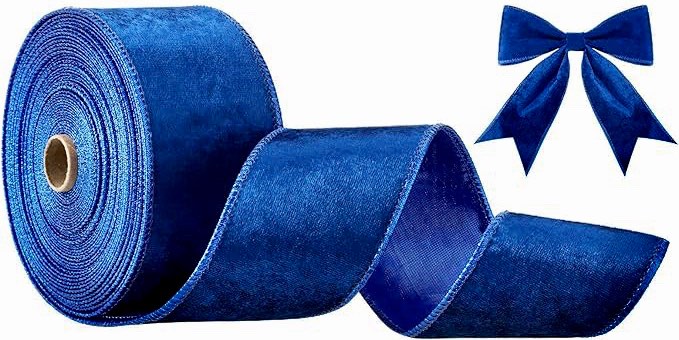 Christmas Velvet Ribbon 2.5 Inches Velvet Satin Vintage Wide Wired Edge Wrapping Ribbon for Wreath Making and DIY Crafts Wedding Decorating Xmas Gift Wrapping Bow