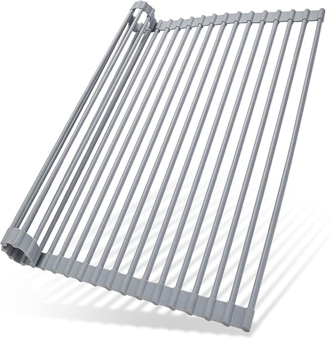 Over Sink Dish Drying Rack, Silicone Wrapped 
