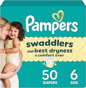 Pampers Baby Diapers - Swaddlers - Size 6, 50 Count, Ultra Absorbent Disposable Infant Diaper