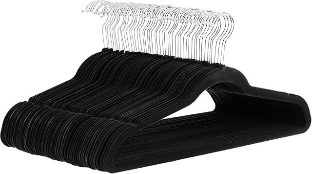 Quality Children's Plastic 30 Pack Non Velvet Non-Flocked Thin Compact Hangers Swivel Hook for Shirts Blouse Coats (black, 30)
