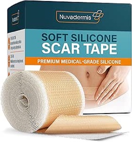 NUVADERMIS Silicone Scar Sheets for Surgical Scars - 120" x 1.5" Roll - Medical Grade Silicone Scar Tape and Face Tape for Wrinkles, Keloid Scars, and Hypertrophic Scars - Reusable - 1 Pack
