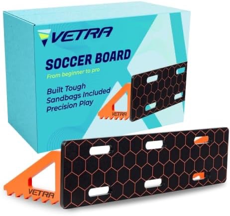 VETRA Soccer Board Rebounder with 2 Sandbags - Durable Adjustable Soccer Rebounder Board & Wall for All Ages - Ball Control Soccer Passing Board - Ideal Soccer Wall & Soccer Kick Board for Training