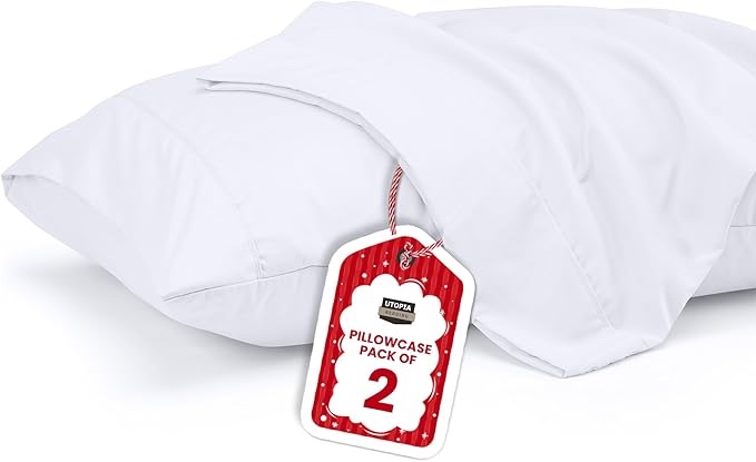 Utopia Bedding Queen Pillow Cases - 2 Pack - Envelope Closure - Soft Brushed Microfiber Fabric - Shrinkage and Fade Resistant Pillow Covers Queen Size 20 X 30 Inches (Queen, White)