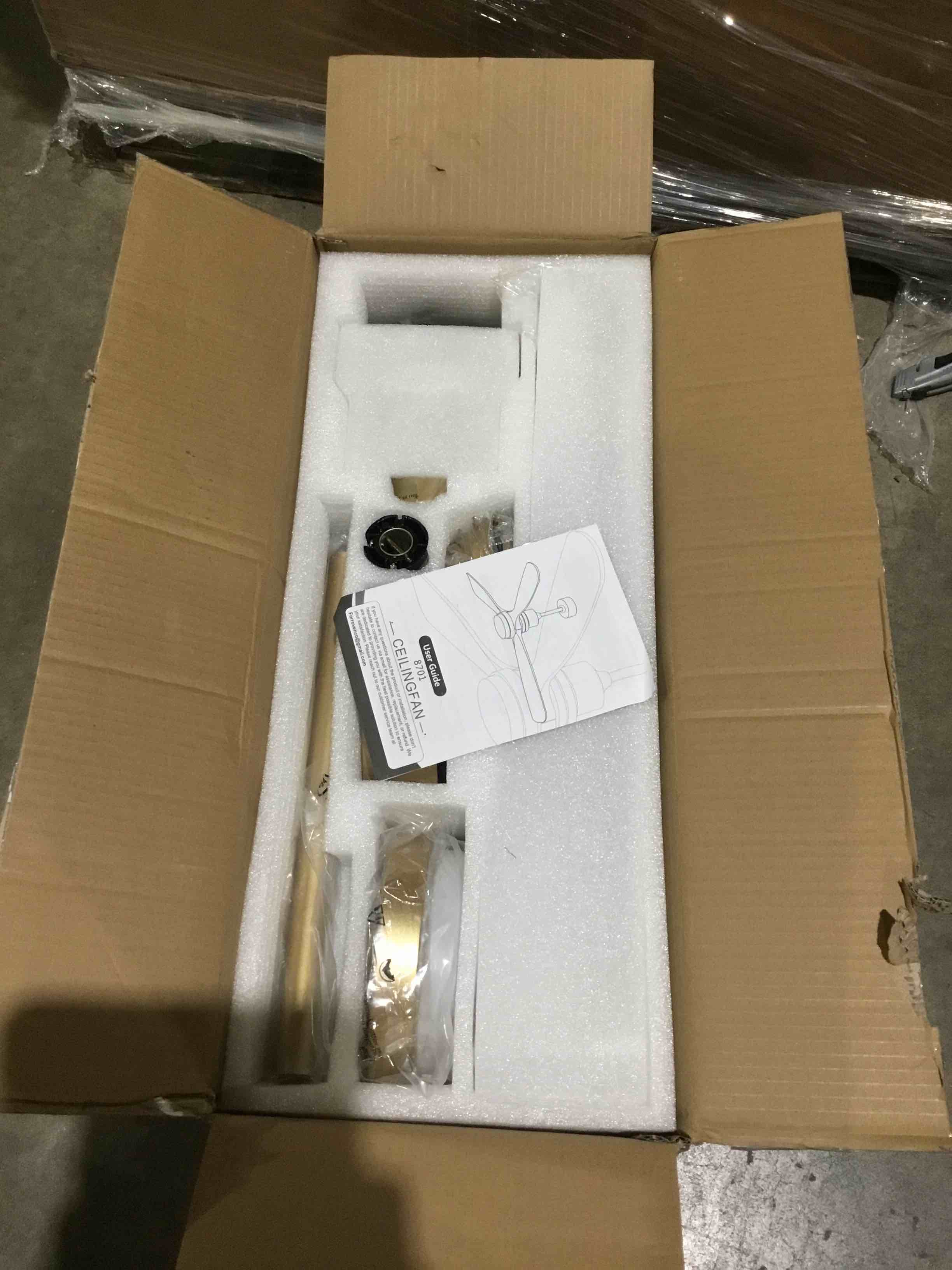 Condition photo showing Good Condition for 42'' Ceiling Fan with Lights and Remote, Low Profile Modern Ceiling Fan Gold, 6 Speed, Reversible, 3000k-6000k LED, Quiet DC Motor for Indoor Outdoor Bedroom Living Room