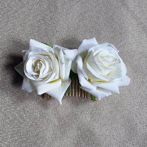 2 pack white rose hair comb 