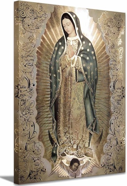 Large Framed Our Lady of Guadalupe Portrait Canvas Wall Art Decor Virgin Mary Wall Art Virgen De Guadalupe Cuadros De La Virgen De Guadalupe Poster Prints Pictures Artwork Painting Sculpture Catholic