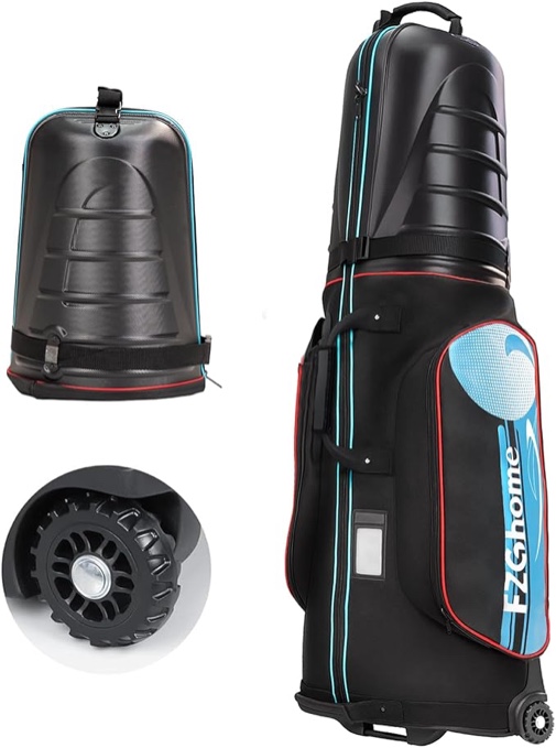 Golf Travel Bags for Airlines with Hard Case Top & Wheels, Hard Shell Top Protect Golf Club, 1680D Heavy Duty Oxford, Wide-Mouth Effortless Packing, Lightweight