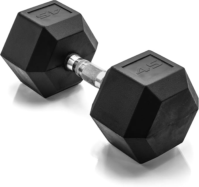 CAP Barbell Coated Dumbbell Weight, Chrome Handle 45 lb 