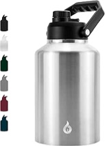 bjpkpk one gallon(128 oz) insulated water bottle, dishwasher safe stainless steel jug, bpa free jug with ergonomic handle & anti-slip bottom, large water bottle,stainless steel