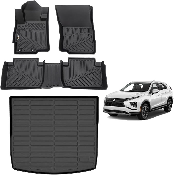 AIPOIL® Floor Mats & Cargo Liner Set for 2022-2024 2025 Mitsubishi Eclipse Cross All Weather Protection TPE Anti-Slip Automotive Full Set Custom Car Mats Accessories 