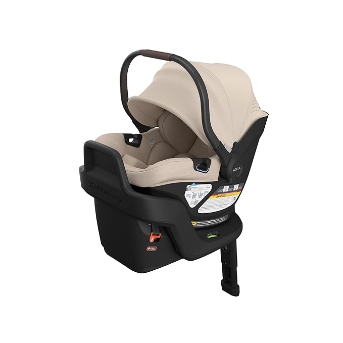 uppababy aria v2 lightweight infant car seat - just under 6 lbs - base with load leg + infant insert + all-weather footcover included - direct stroller attachment - declan (oat mélange)