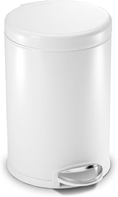 simplehuman 4.5 liter bathroom trash can, white steel