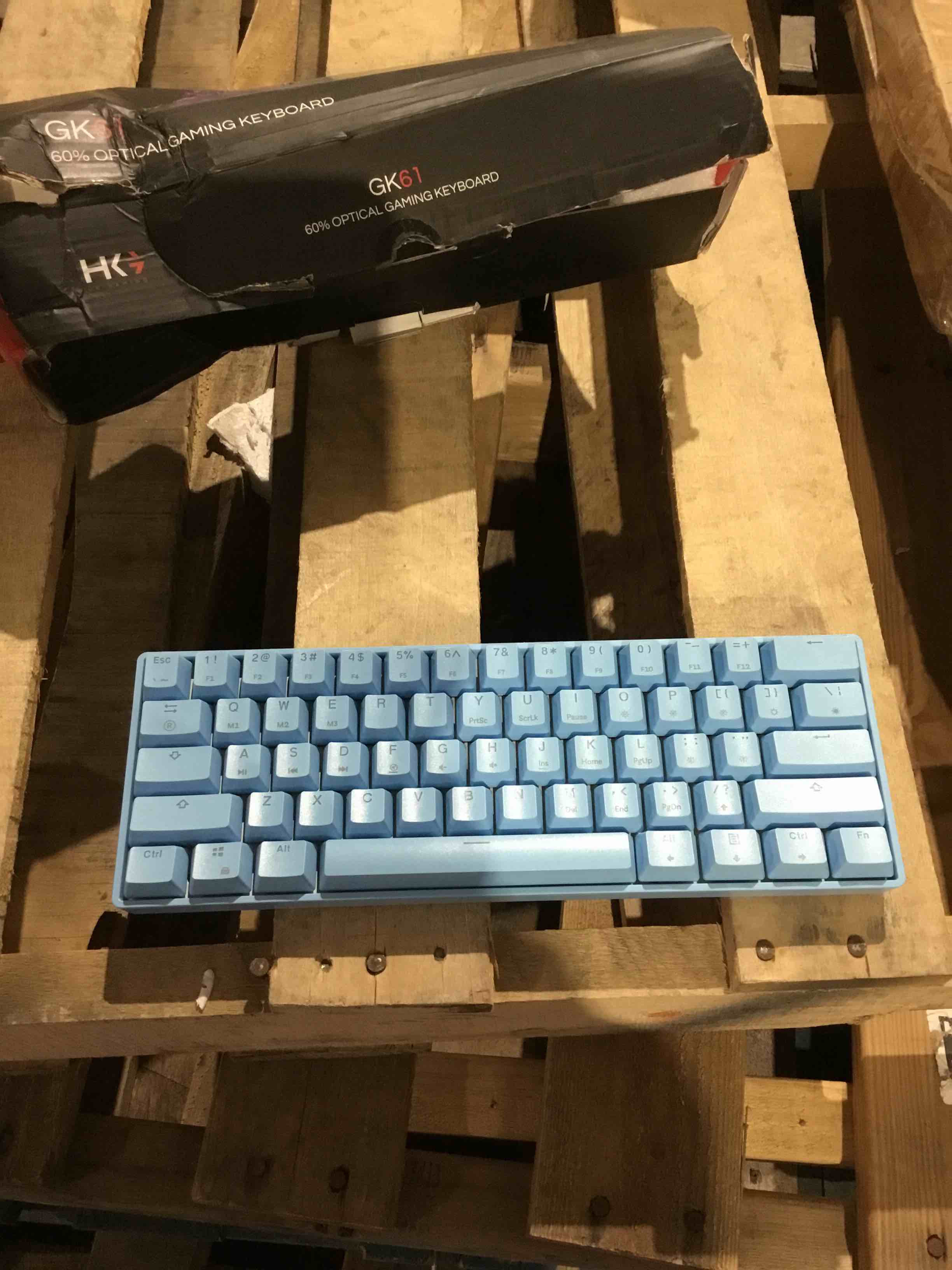 Condition photo showing Good Condition for HK GAMING GK61 60% v3 | Hotswap Mechanical Gaming Keyboard | 61 Keys Multi Color RGB LED Backlit for PC/Mac Gamer | US Layout (Blue, Gateron Optical Speed Yellow)