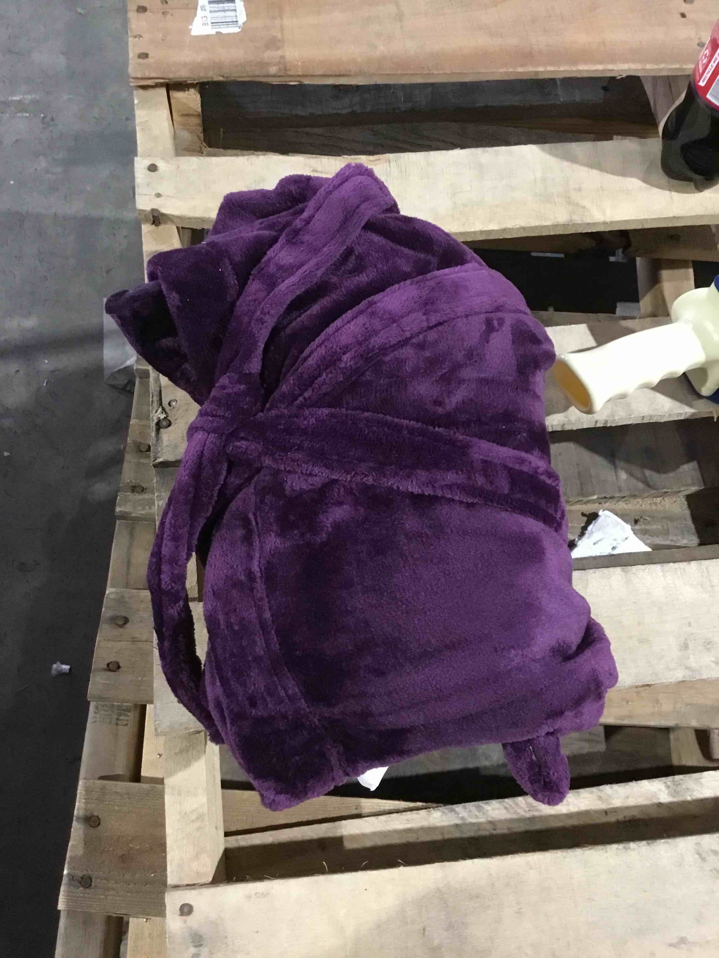 Condition photo showing New/Like New for NY Threads Women's Fleece Hooded Bathrobe Plush Long Spa Robe, Large, Plum