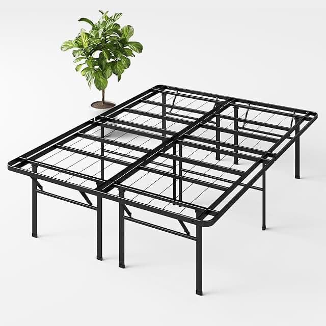 zinus smartbase heavy duty mattress foundation / 18 inch metal platform bed frame / no box spring needed / sturdy steel frame / underbed storage, queen