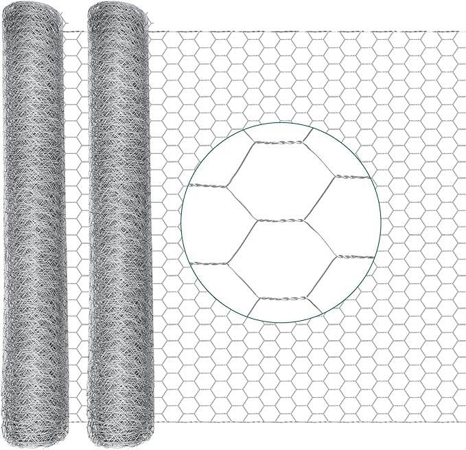 24 in x 200 ft chicken wire fencing metal floral chicken wire mesh for crafts poultry garden, 1 inch hexagonal galvanized hardware cloth netting for poultry coop barrier rabbit cage (silver)