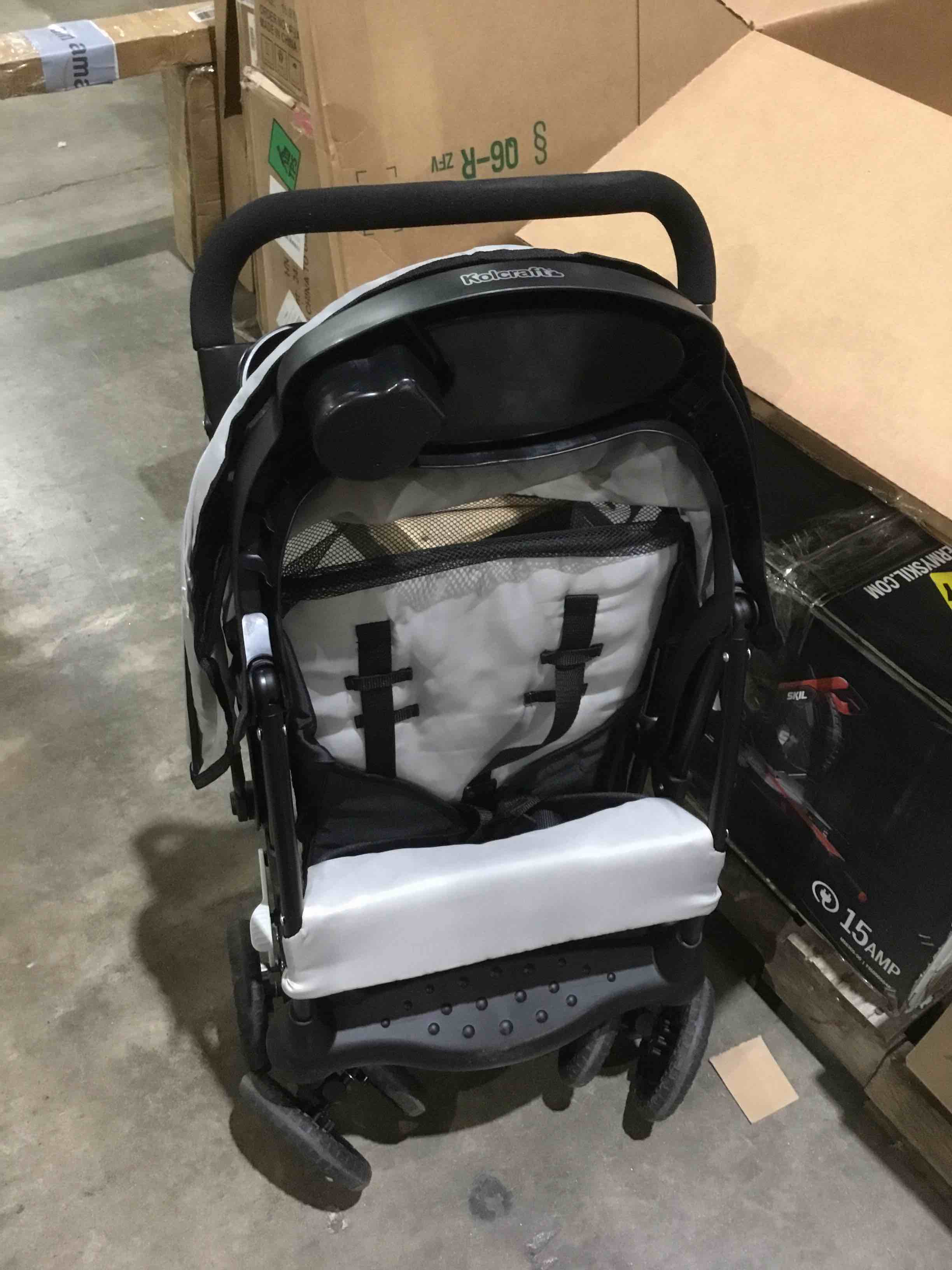 Condition photo showing Good Condition for kolcraft cloud plus lightweight umbrella stroller for toddlers with reclining seat, large storage basket, canopy, infant & parent trays, compact fold for summer travel, durable frame, slate gray
