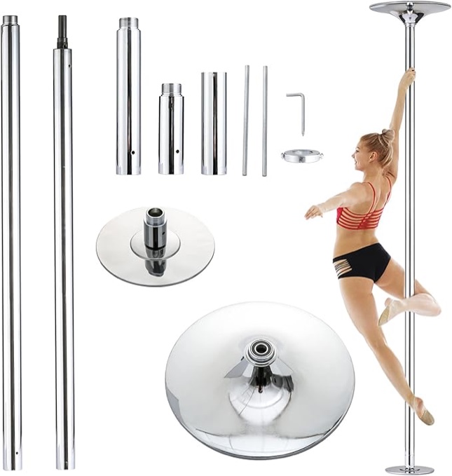 umeken spinning static dance pole portable removable adjustable 45mm dancing pole for home exercise club party pub, dancer pole for beginners and professionals 440lb weight capacity