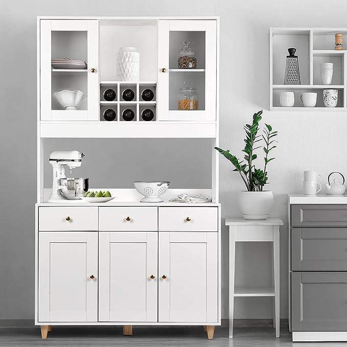 Traditional Freestanding Kitchen Pantry with 3 Drawers HLG-01 ( BOX B ONLY / INCOMPLETE )