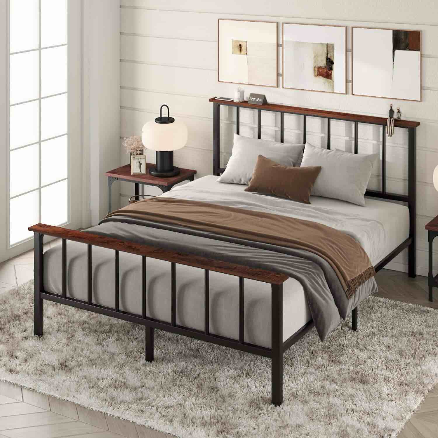 Queen Size Heavy Duty Metal Platform Bed Frame JHTCB002