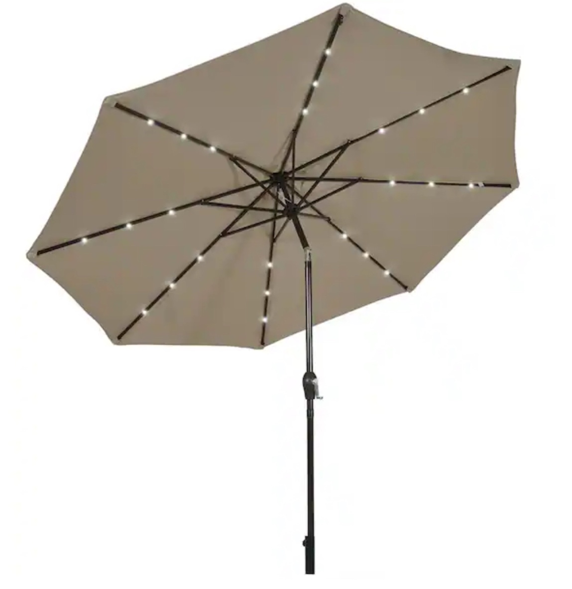 Costway 10 ft. Iron Market Solar LED Lighted Tilt Patio Umbrella in Tan OP70706CF