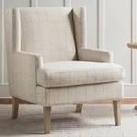 MARTHA STEWART Upholsterd Accent Chair Living Room Furniture - Modern Design, Leisurely Resting, Comfortable Foam Seat Cushion Bedroom Lounge, Sophisticated, 28.75" W x 31" D x 37.5" H, Beige