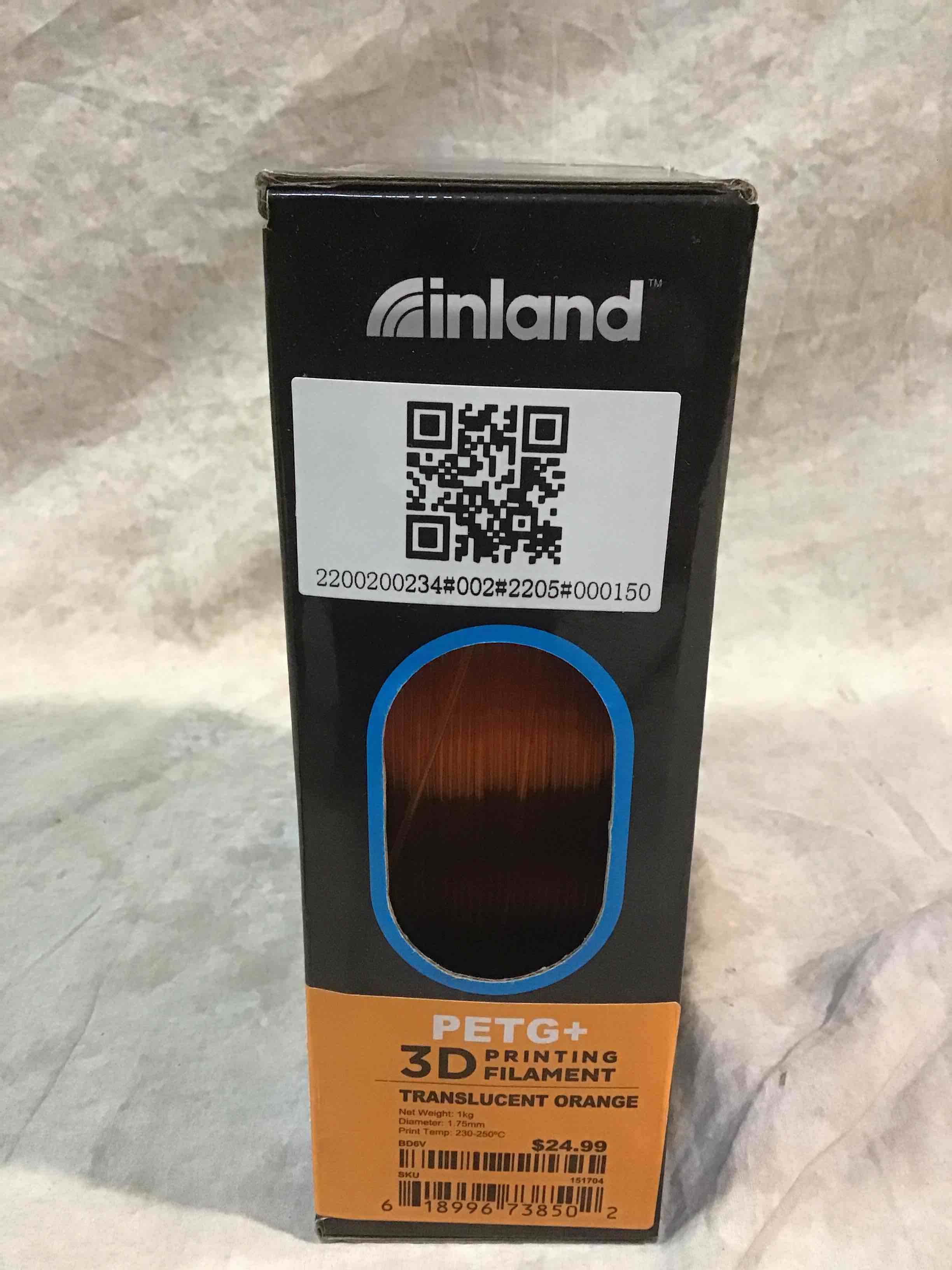Inland 3D Printing Filament 1.75MM PETG+ Translucent Orange