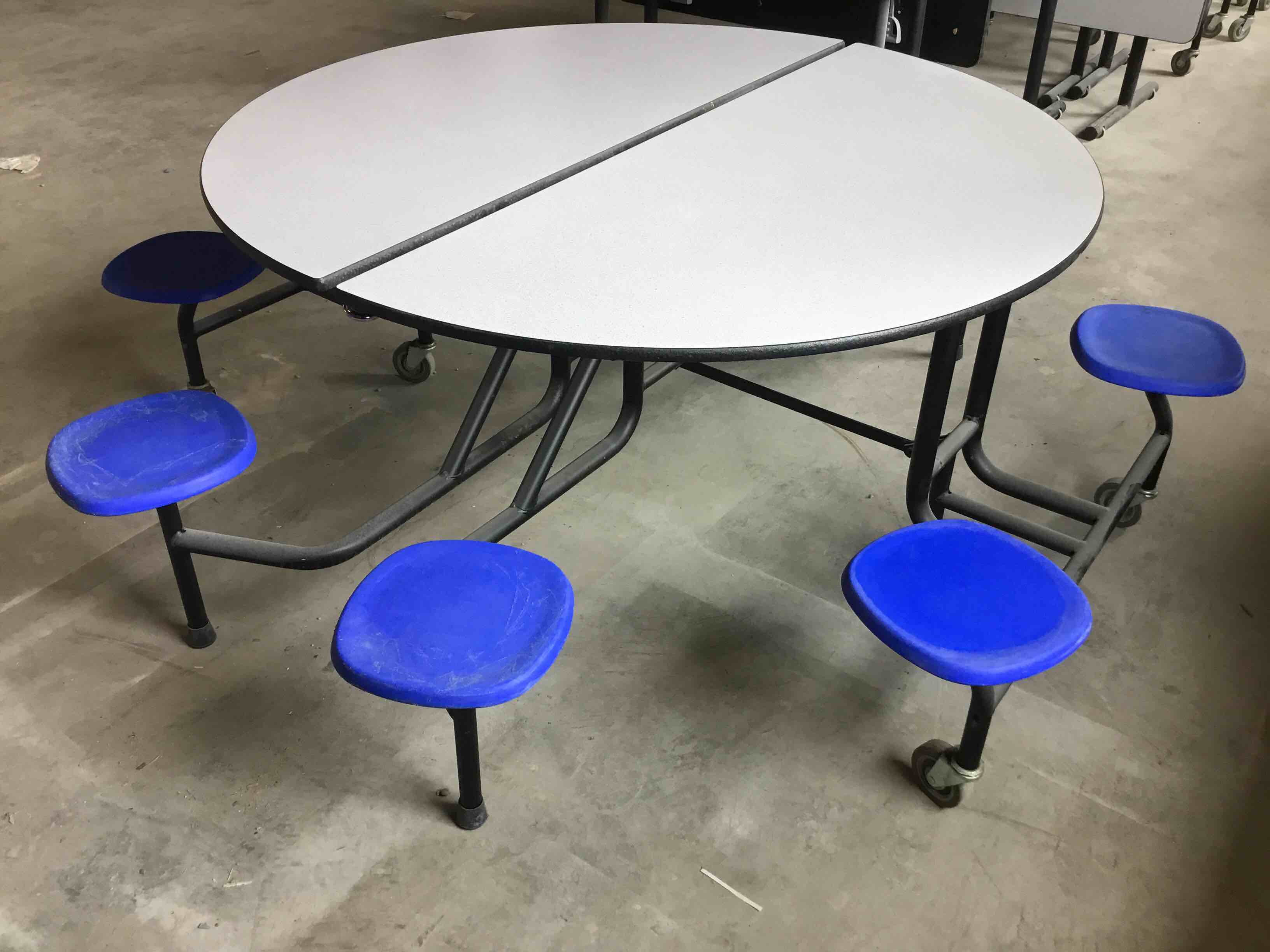 60-Inch Mobile Folding Cafeteria Table With 8 Stools