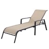 Garden Treasures Pelham Bay Stackable Black Steel Frame Stationary Chaise Lounge Chair with Tan Sling Seat