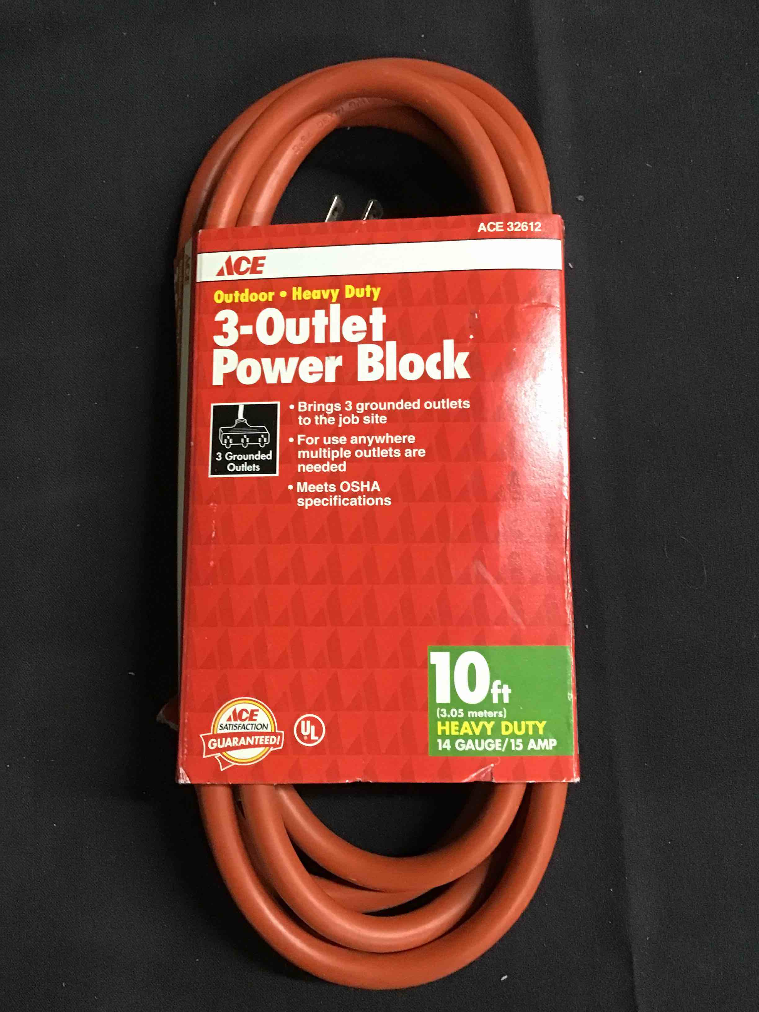 Ace Outdoor Heavy Duty 3-Outlet Power Block, 10 Foot