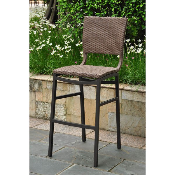 Barcelona Set of Two Resin Wicker/Aluminum Bar Stools (STOOL FRAMES/BASES ONLY-NO SEATS) 