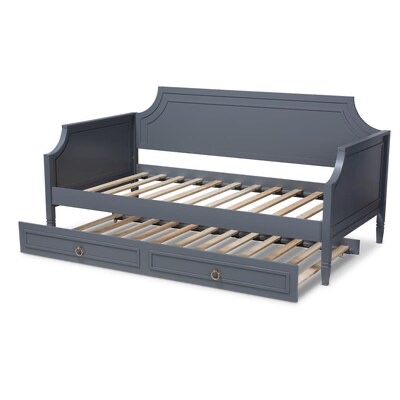 Baxton Studio Mariana Grey Twin Traditional Daybed (INCOMPLETE-CARTON 1/2-HEADBOARD/FOOTBOARD/SLATS ONLY)