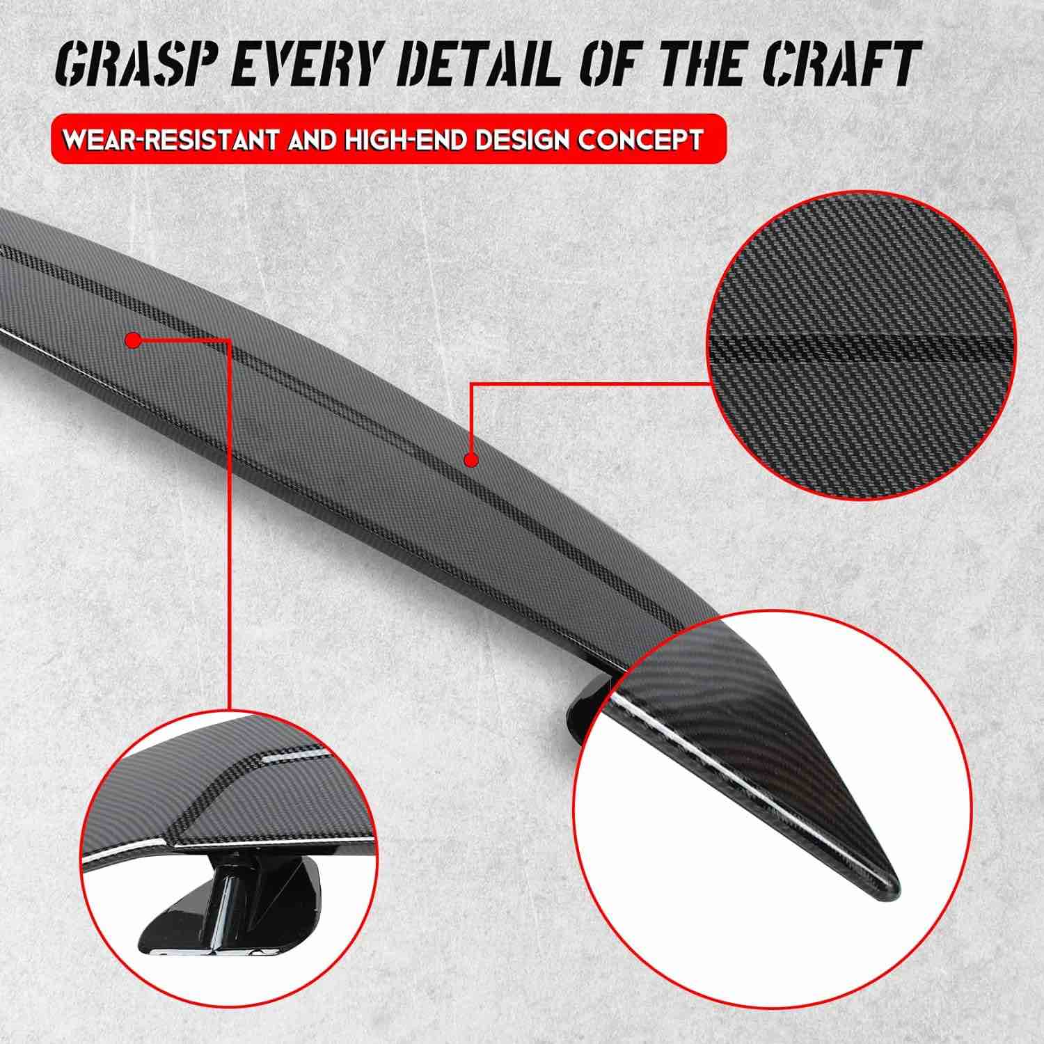 47 inch gt wing rear trunk spoiler carbon fiber style