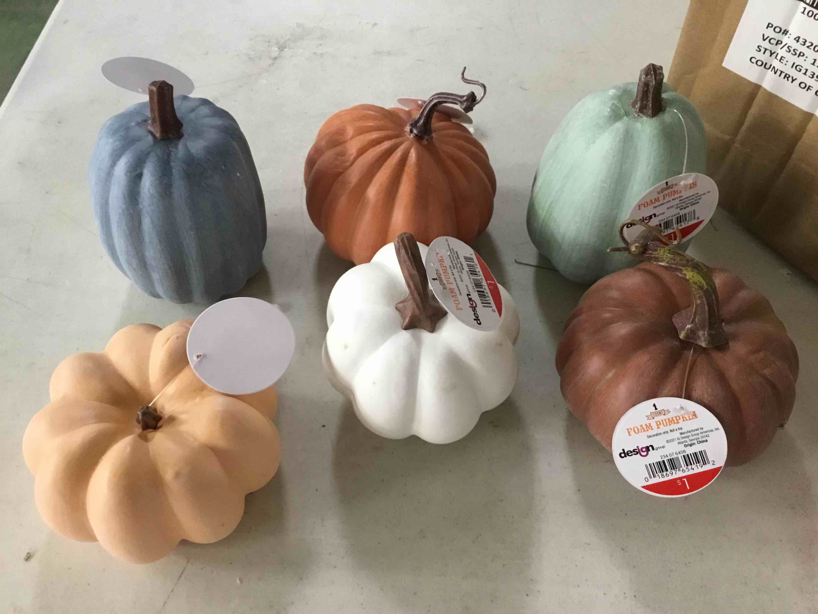 Beautiful Foam Decorative Pumpkins, Assorted Colors