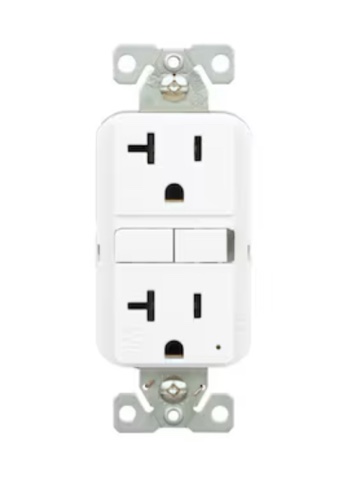 Eaton 20-Amp 125-volt Tamper Resistant Weather Resistant GFCI Residential Decorator Outlet, White