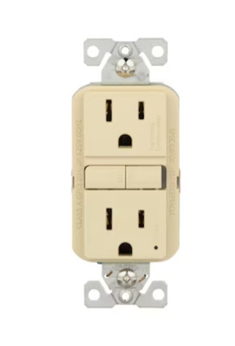 Eaton 15-Amp 125-volt GFCI Residential Decorator Outlet, Ivory and white 
