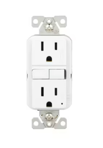 Eaton 15-Amp 125-volt Tamper Resistant GFCI Residential Decorator Outlet, White