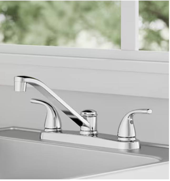 Project Source Chrome 2-Handle Deck Mount Low-Arc Kitchen Faucet Model#1159010