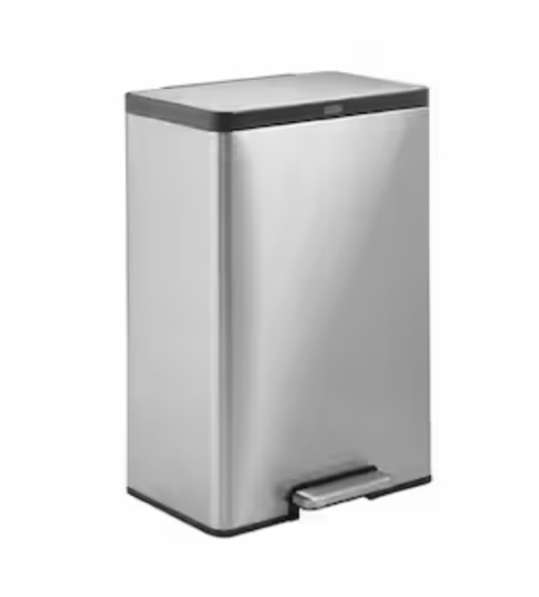 Rubbermaid 12-Gallons Silver Metal Kitchen Trash Can with Lid Indoor