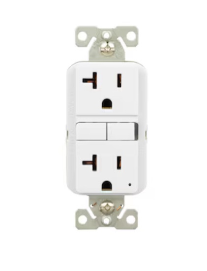 Eaton 20-Amp 125-volt GFCI Residential Decorator Outlet, White