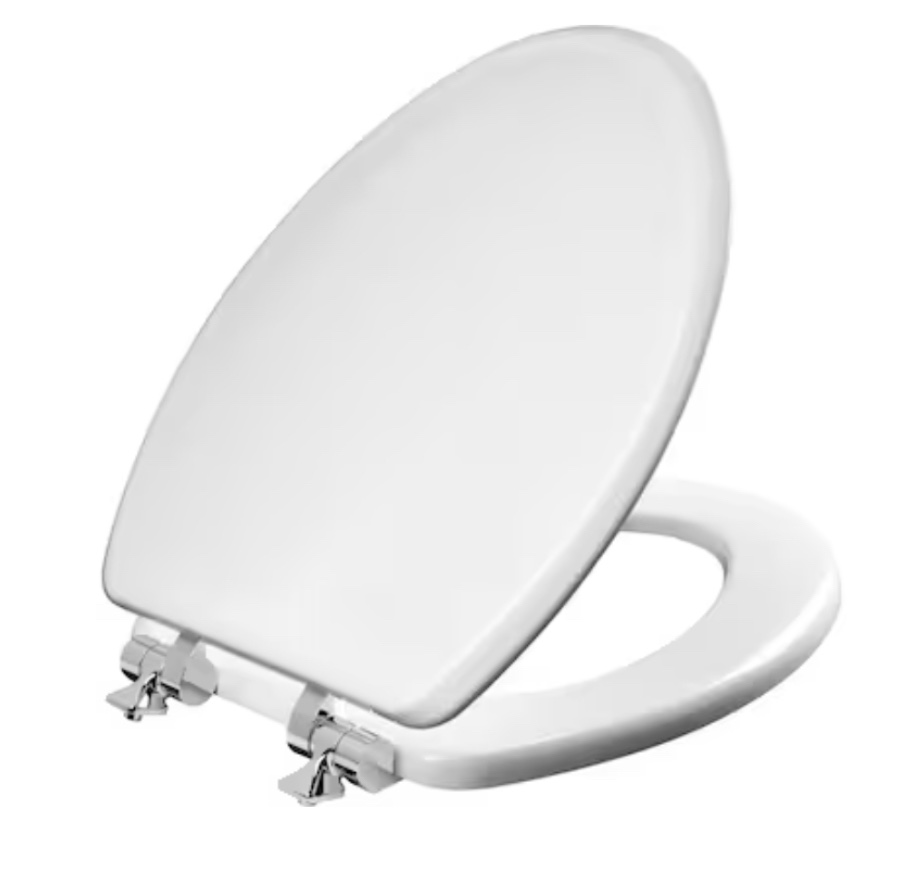 Mansfield Wood White Elongated Soft Close Toilet Seat