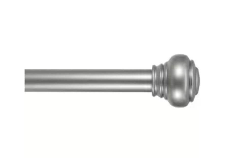 allen + roth 36-in to 72-in Brushed Nickel Steel Single Curtain Rod