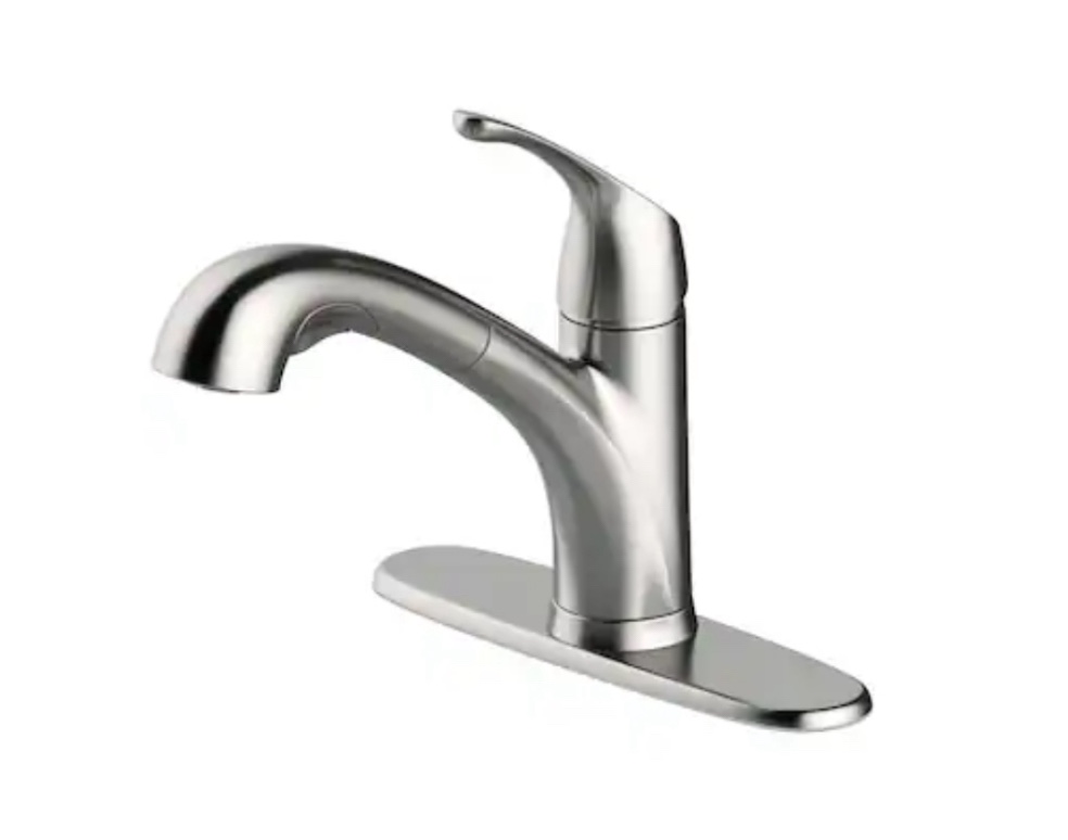 Project Source EVERFIELD Stainless Steel Pvd Single Handle Pull-out Kitchen Faucet with Sprayer (Deck Plate Included)