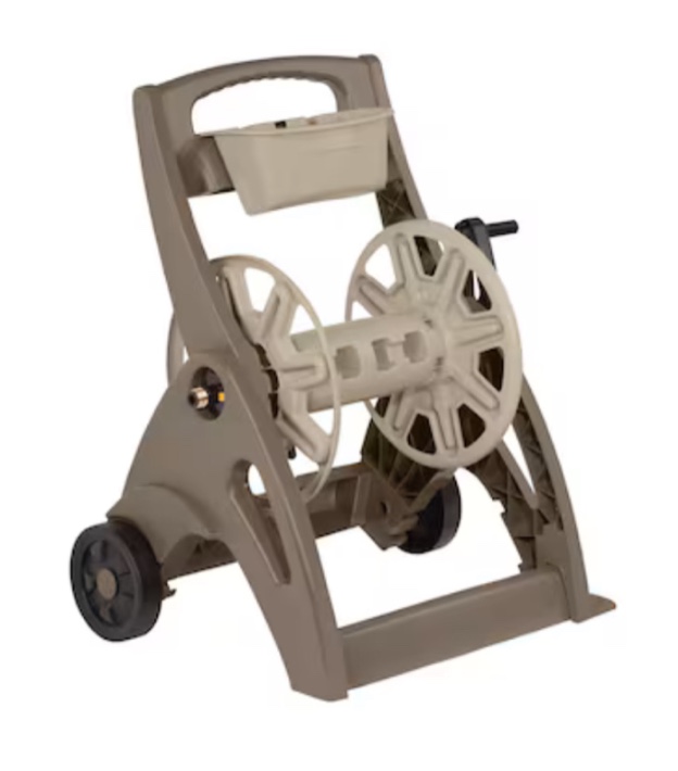 Suncast Hose Cart with Bin Plastic 225-ft Cart Hose Reel