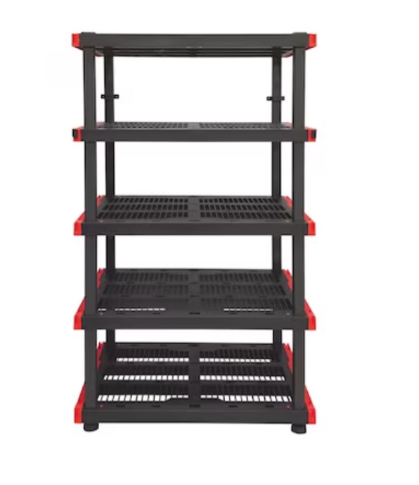 CRAFTSMAN Plastic Heavy Duty 5-Tier Utility Shelving Unit (40-in W x 24-in D x 72-in H) Black, (250-lb Capacity Per Shelf)