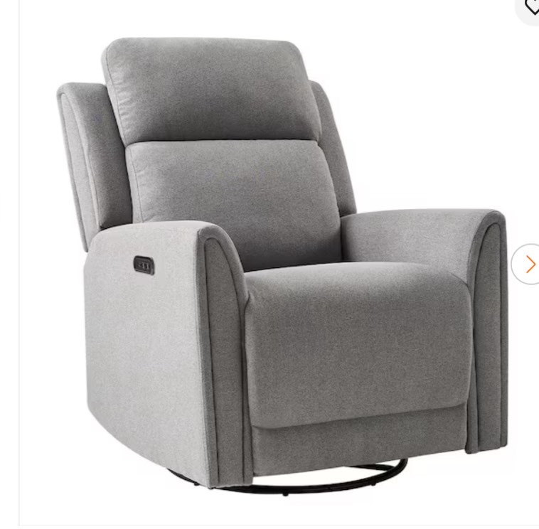 Grey Contemporary Swivel Rocker Power Recliner 