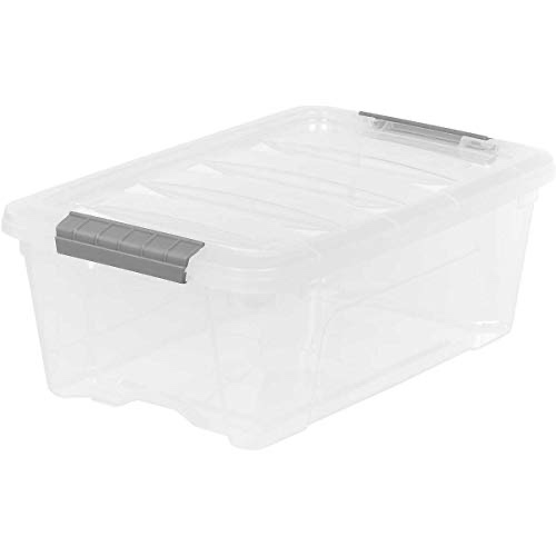 Iris Buckle up Storage Box 12.9 Quart Clear 4 Count