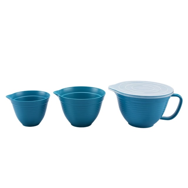 Mainstays 4-Piece Eco-Friendly Recycled Plastic Batter Bowl Set, Teal